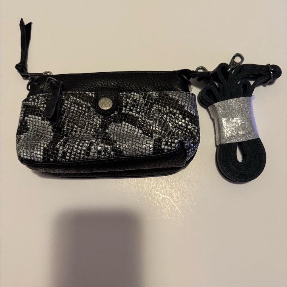 STS- Black and White Snakeskin Crossbody Bag